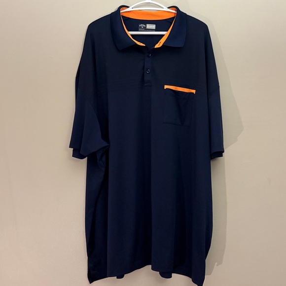 Callaway Navy Blue Polo with Bright Orange Trim - Picture 2 of 13